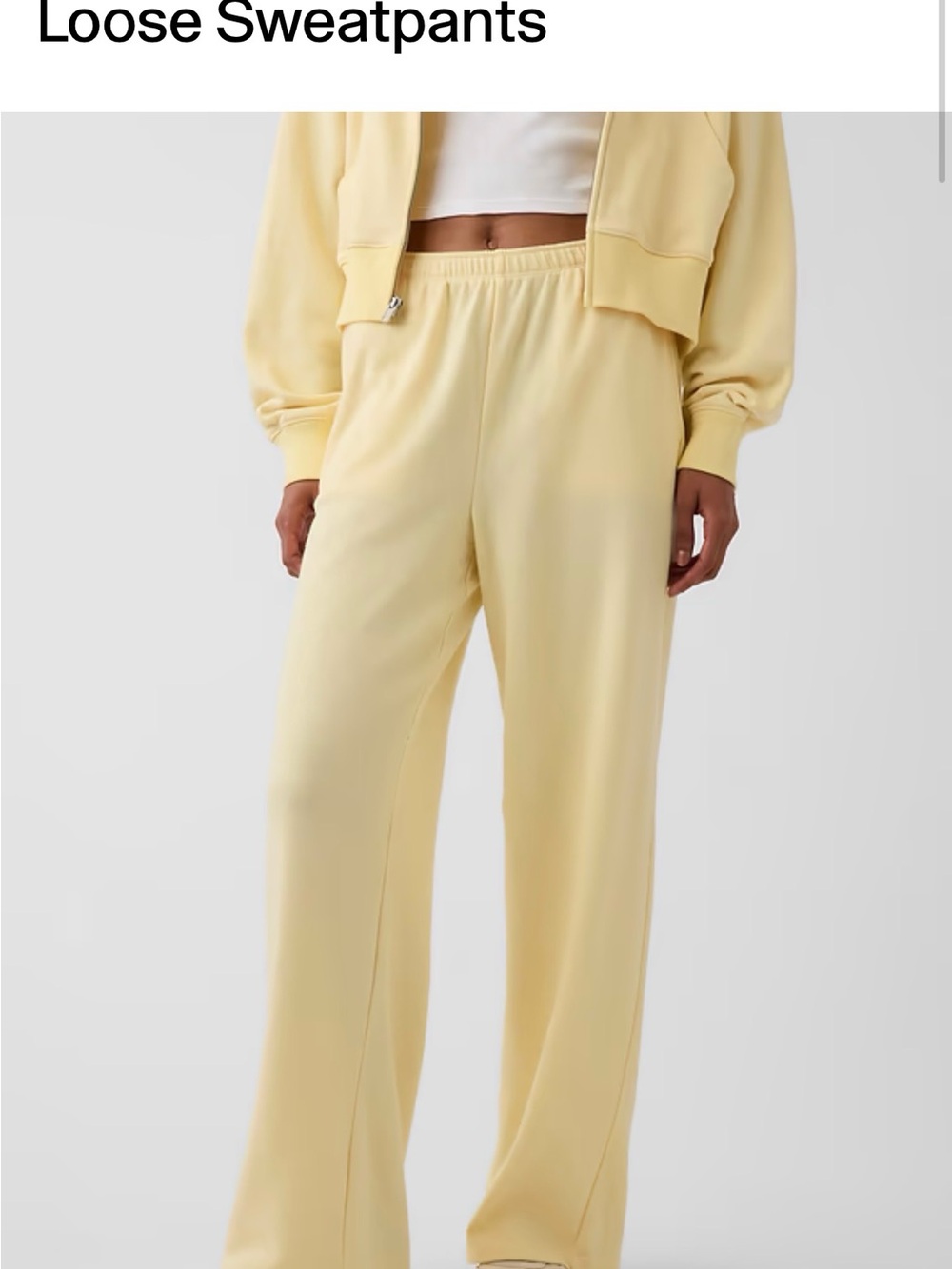 GAP Wide-Leg Sweatpants in Pale Yellow